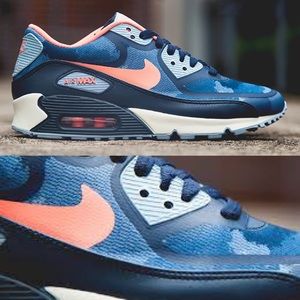 Nike Shoes | Nike Womens Air Max 90 Premium Tape (Atomic Pink Camo) Sneakers | Color: Blue/Pink | Size: 7.5 | Von143's Closet